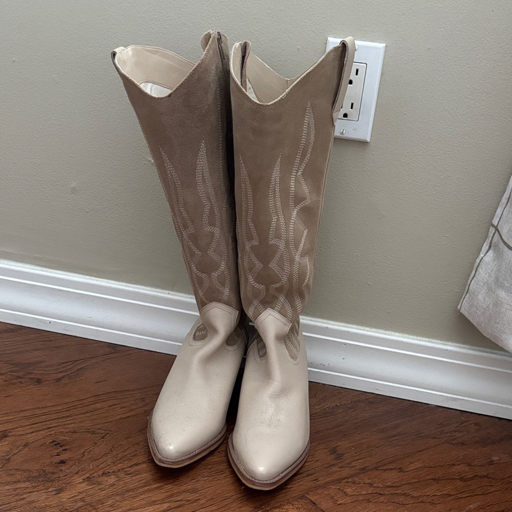Coconuts by Matisse Tan and Cream Heeled Boots